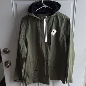 Hooded Rain Anorak Jacket - Olive Green
